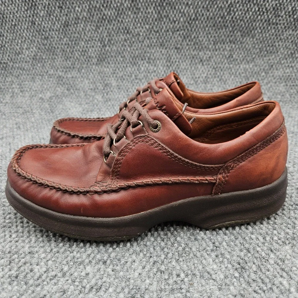 Clarks Mens 11.5M Brown Leather Oxford Casual Comfort Moccasin Toe Shoes 37076